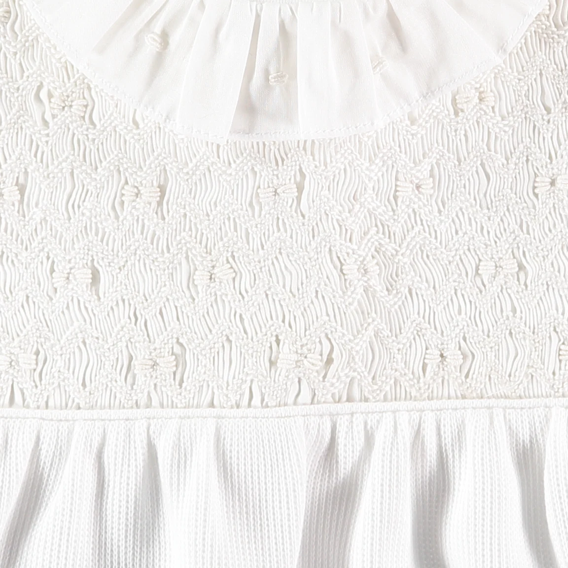 Bebe Bombom Hand-Smocked Dress Set - White