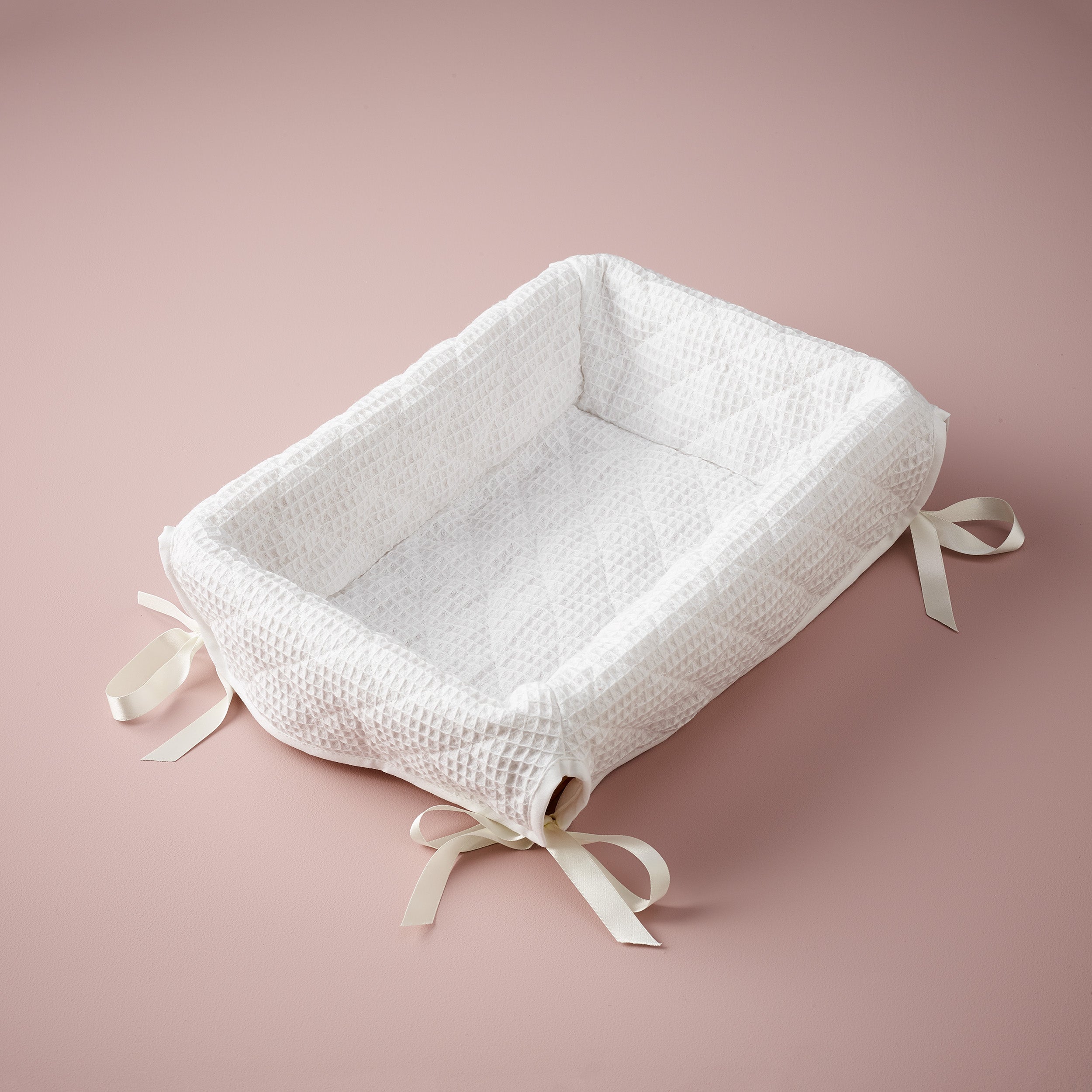 Layette Basket- Waffle with Trim