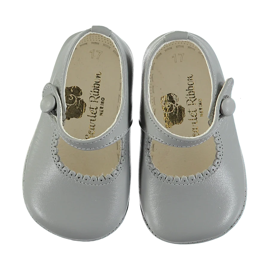 Leather Baby Shoes - Grey